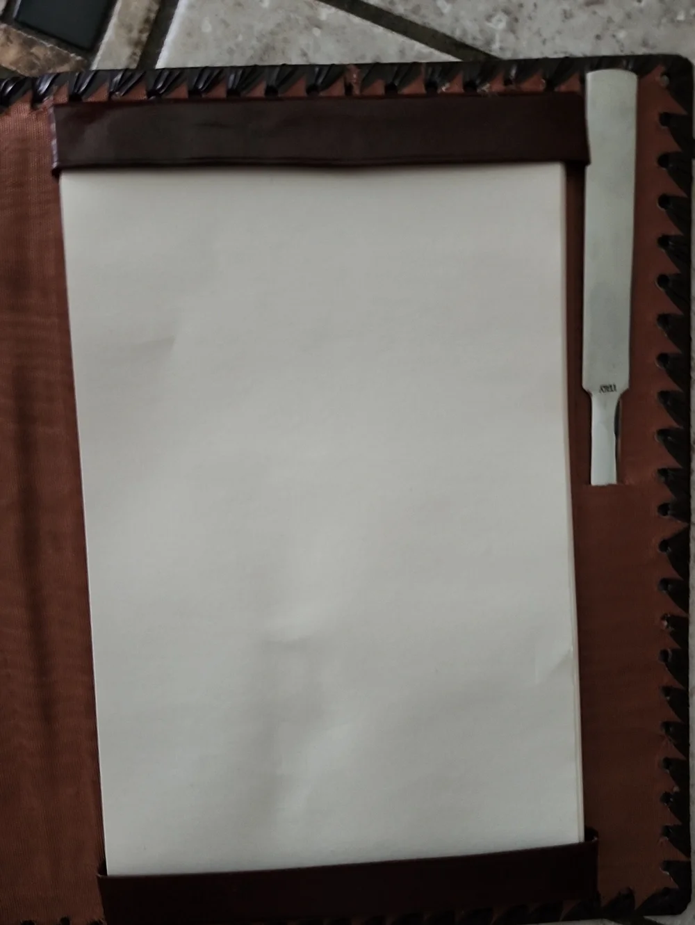 Vtg Italy Handtooled Brown Leather Notebook & Address Book